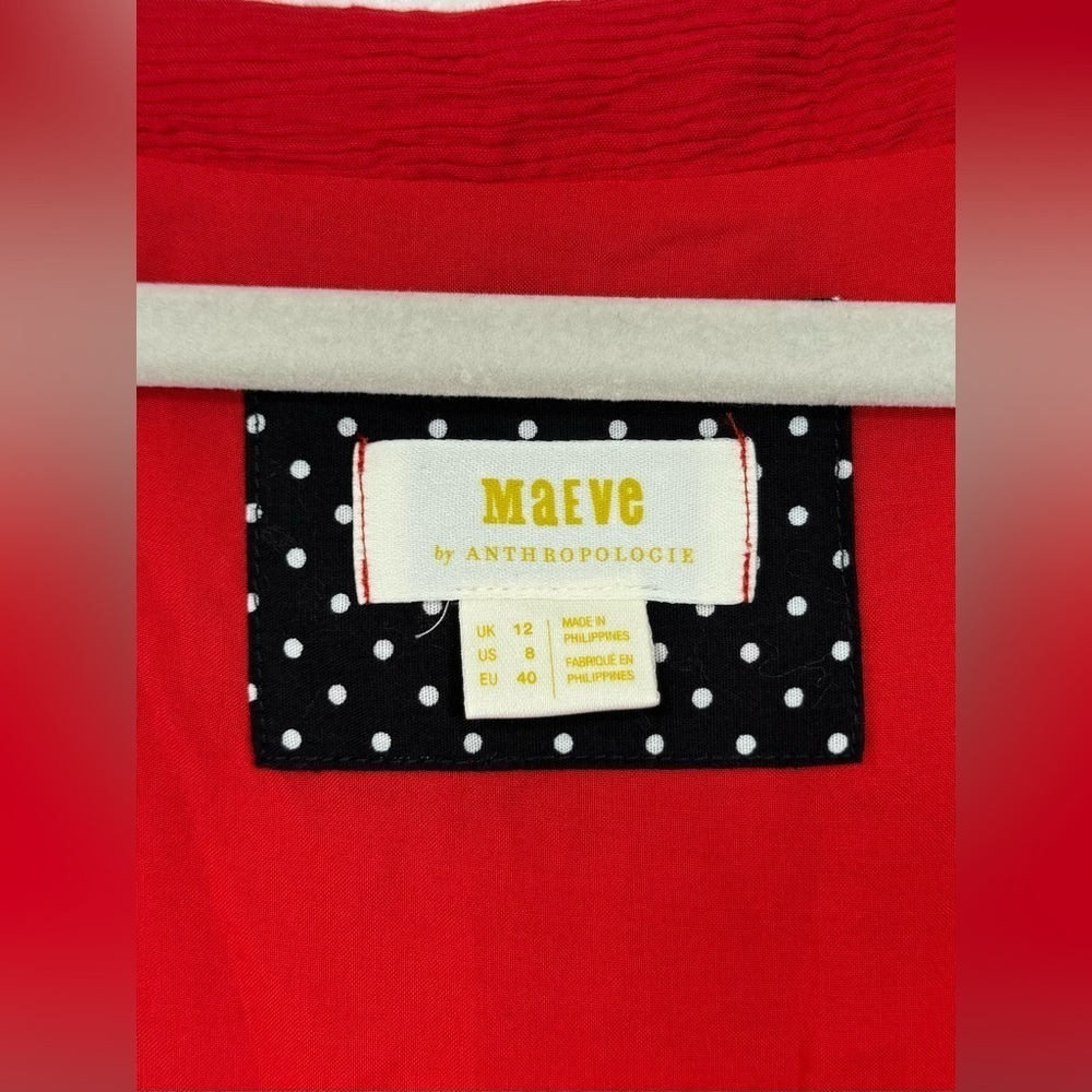 Anthropologie Maeve Juliet Corseted Textured Mini Dress in Red Women’s US Size 8 - Picture 4 of 16